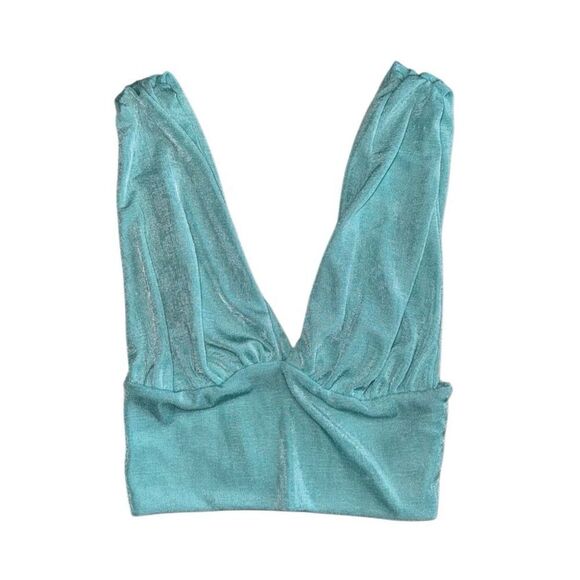 Women's Sexy Deep V Neck Slim Fitted Strap Crop Cami Tank  Size Medium - Picture 3 of 4